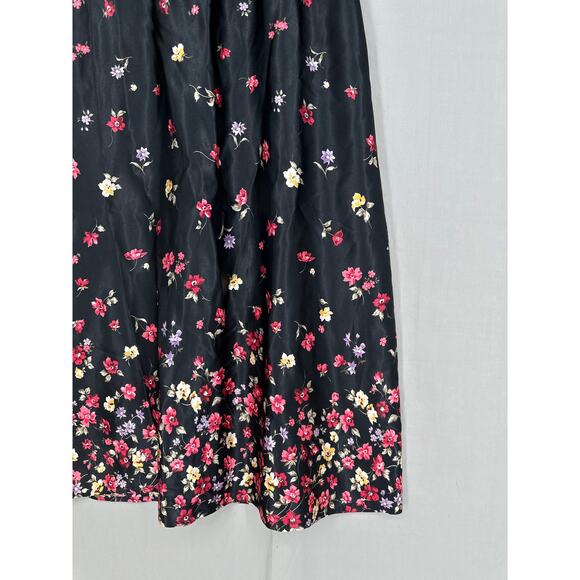 90s Vintage Skirt Womens Small Black Floral Maxi Satin Cottagecore Boho Bohemian - Picture 7 of 11